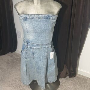 Forever 21 Light Blue Strapless Denim Dress